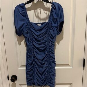 Honey and Rosie Blue Ruched Mini Dress